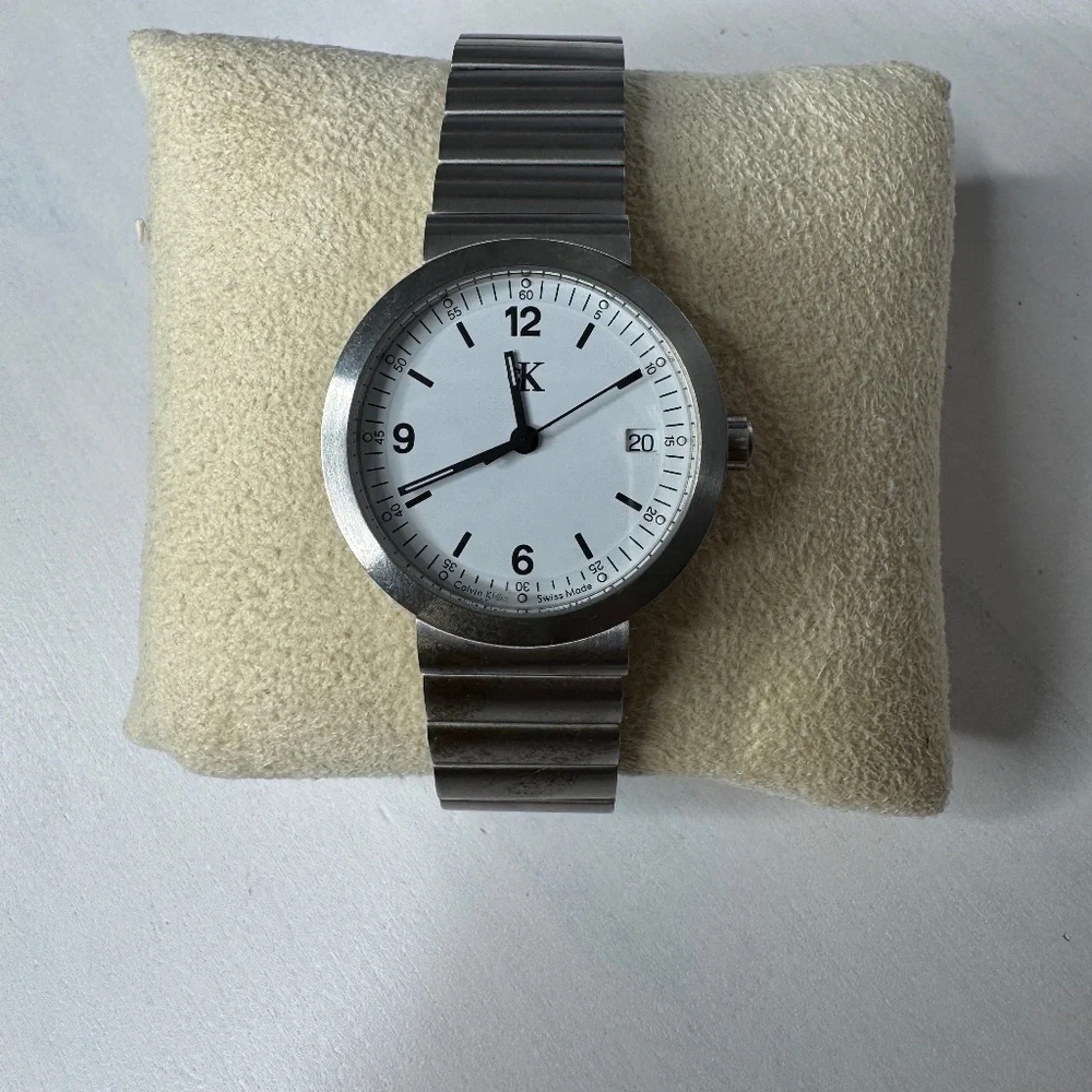 Calvin Klein Swiss made quartz watch white‎ dial stainless steel